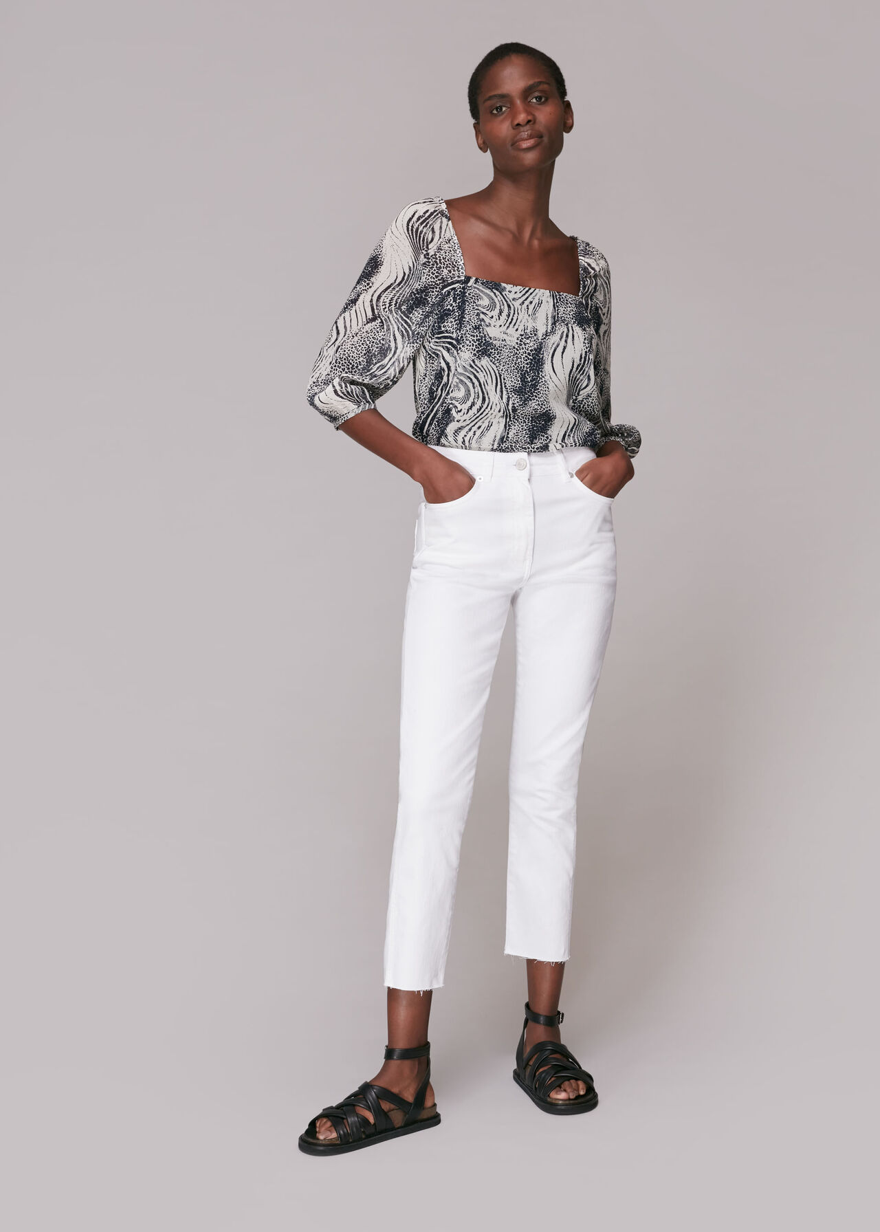 Flowing Tiger Blanche Top
