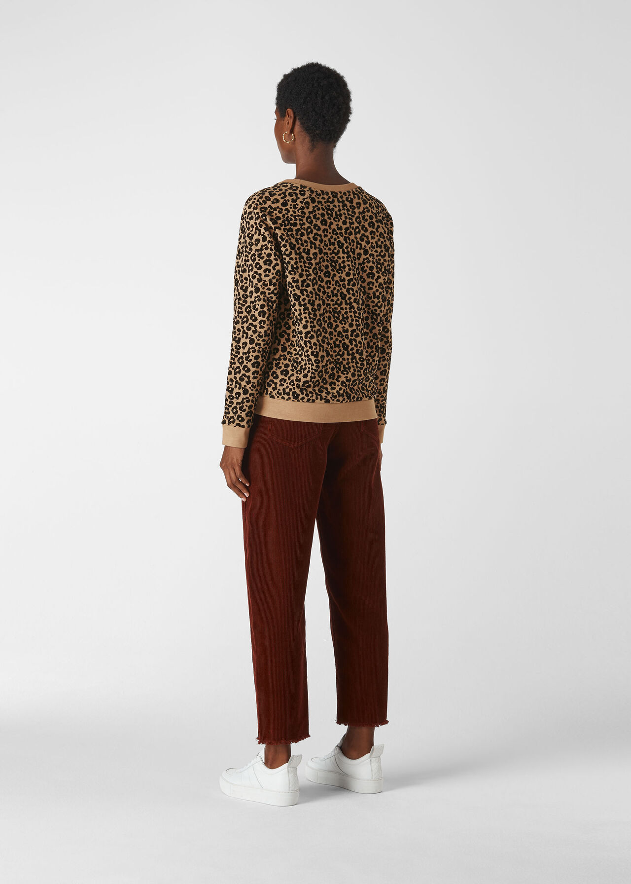 Flocked Leopard Sweatshirt Camel