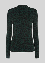 Animal High Neck Top Green/Multi