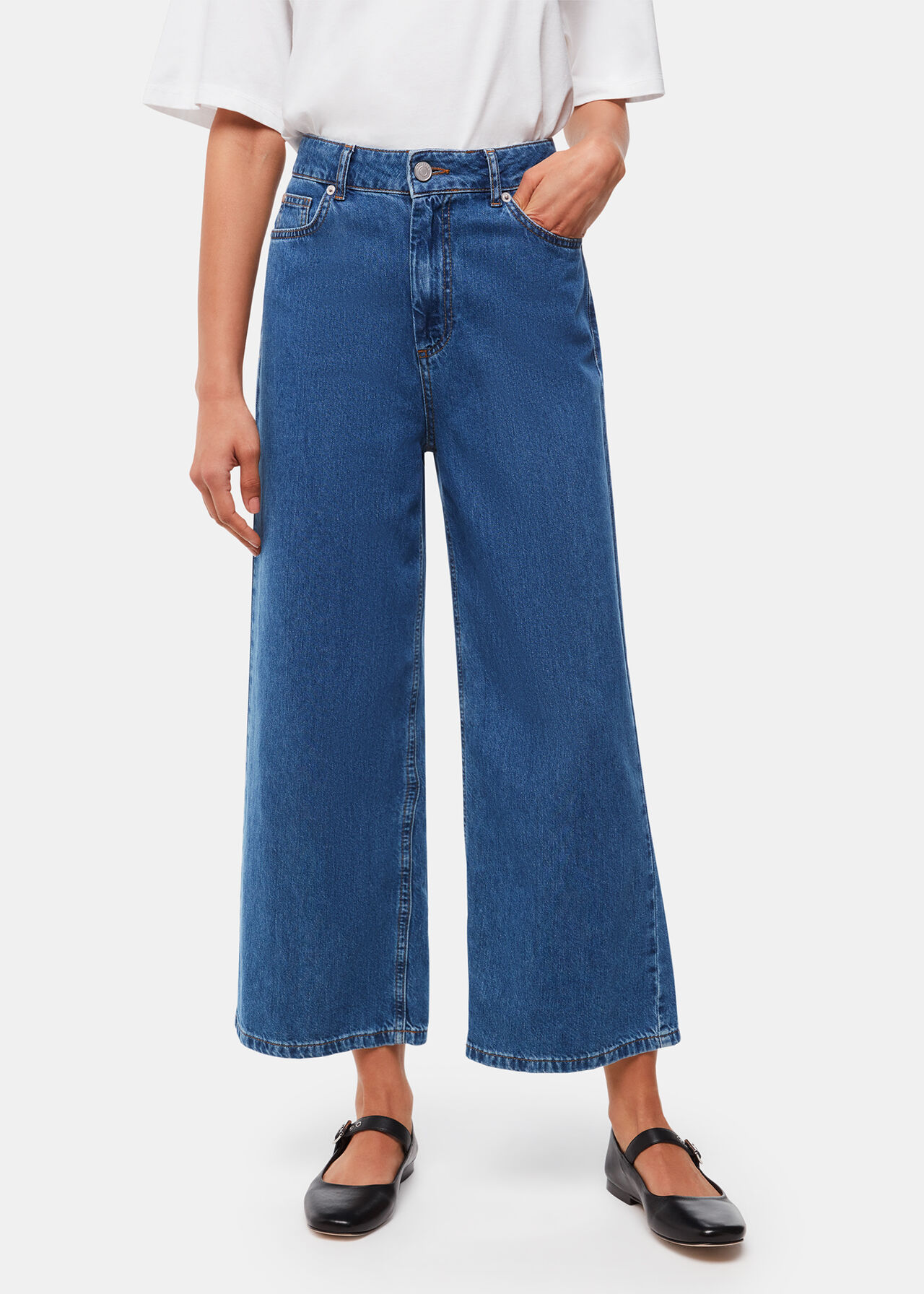 Denim Wide Leg Cropped Jean | WHISTLES