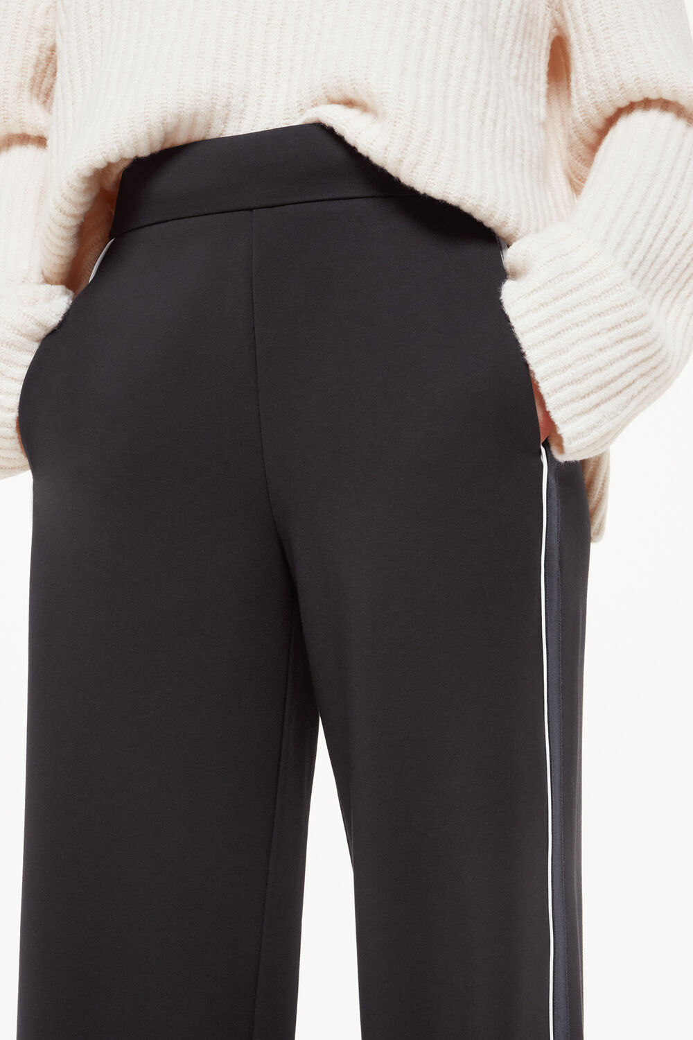 Black Petite Edie Side Stripe Ponte Trouser