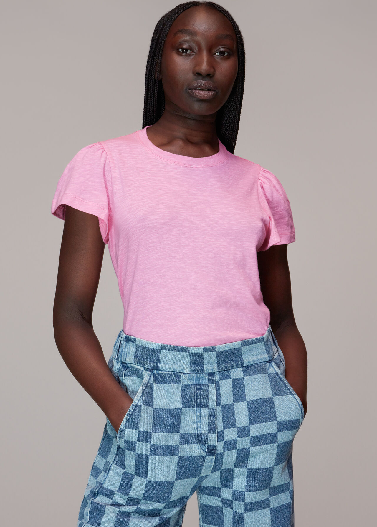 Pink Cotton Frill Sleeve T Shirt | WHISTLES
