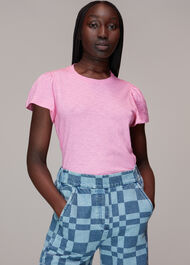 Cotton Frill Sleeve T Shirt