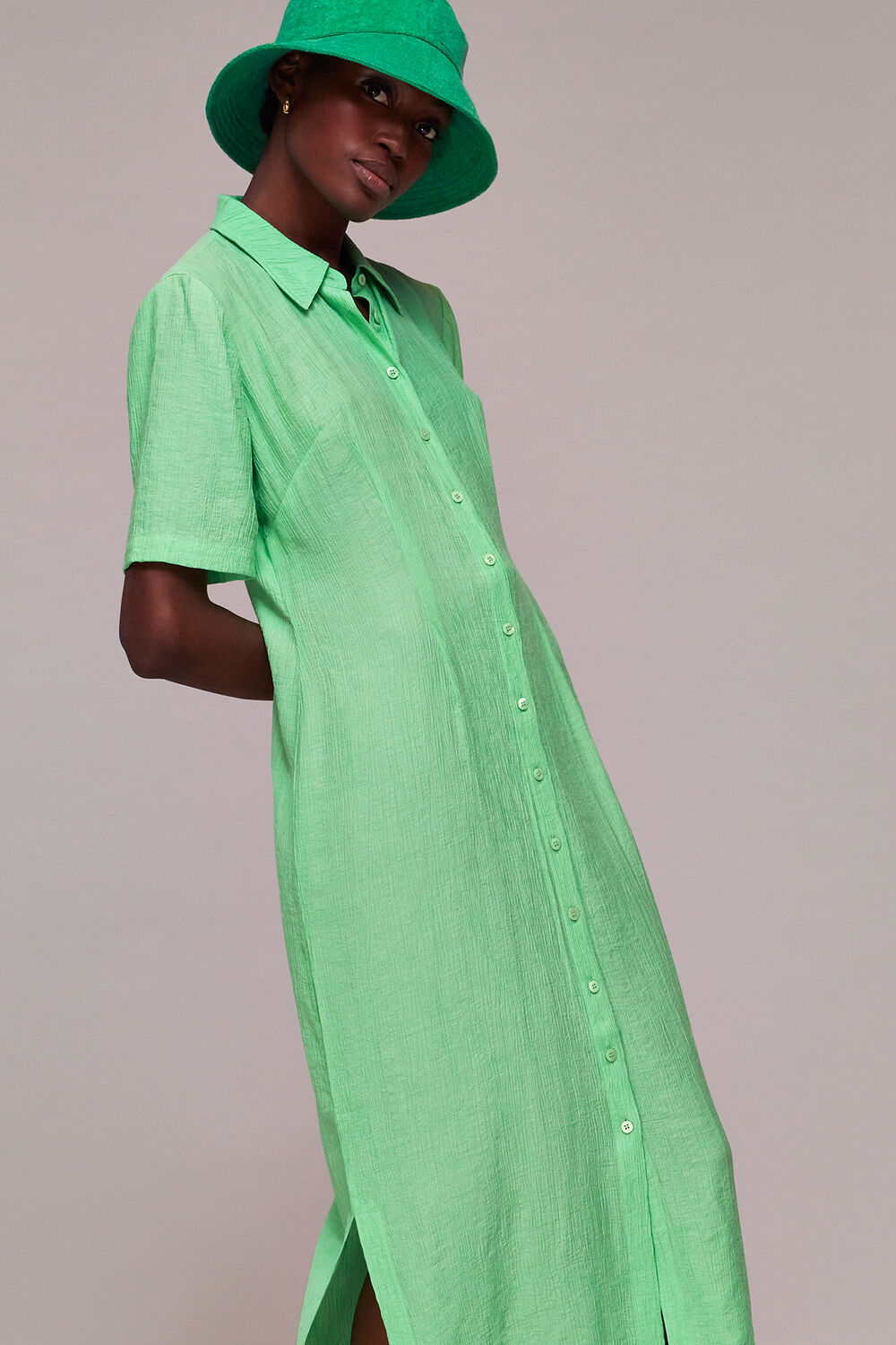 Millie Plisse Shirt Dress