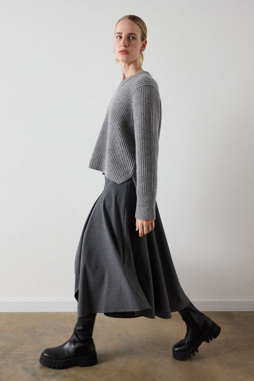 Petite Draped Asymmetric Midi Skirt