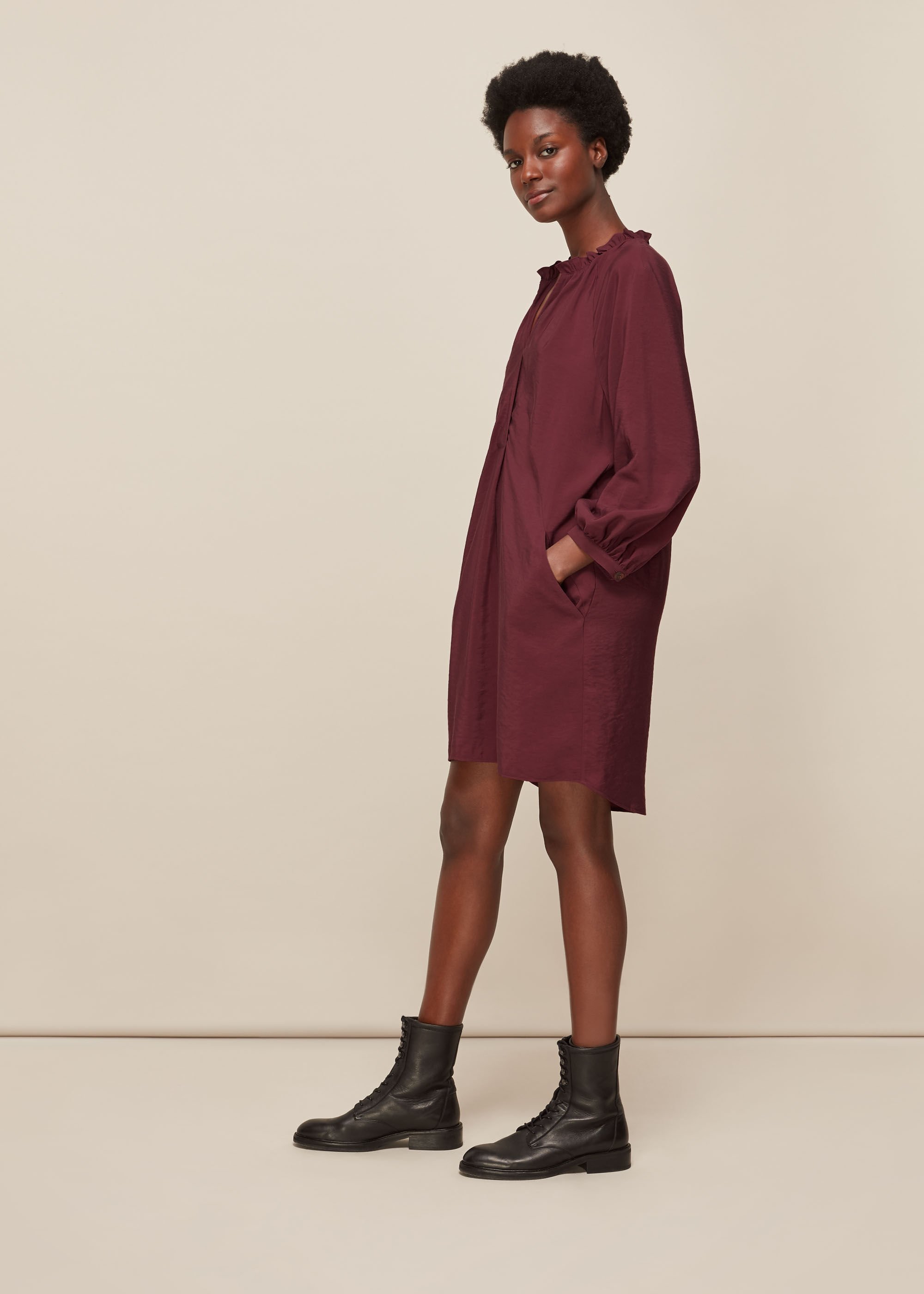 Whistles burgundy hot sale dress