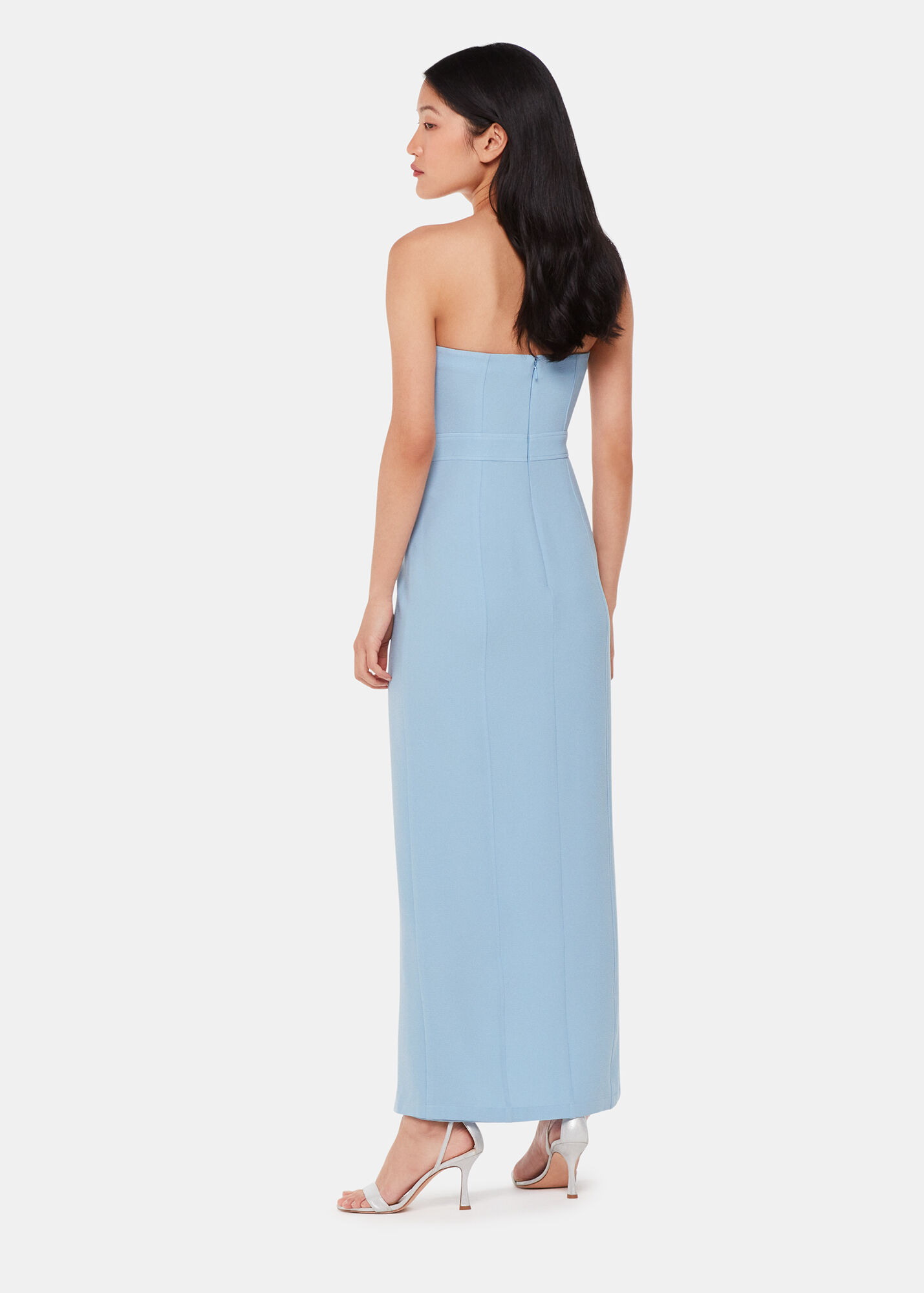 Whistles Light Blue Strapless Bandeau Maxi Dress Buy Now