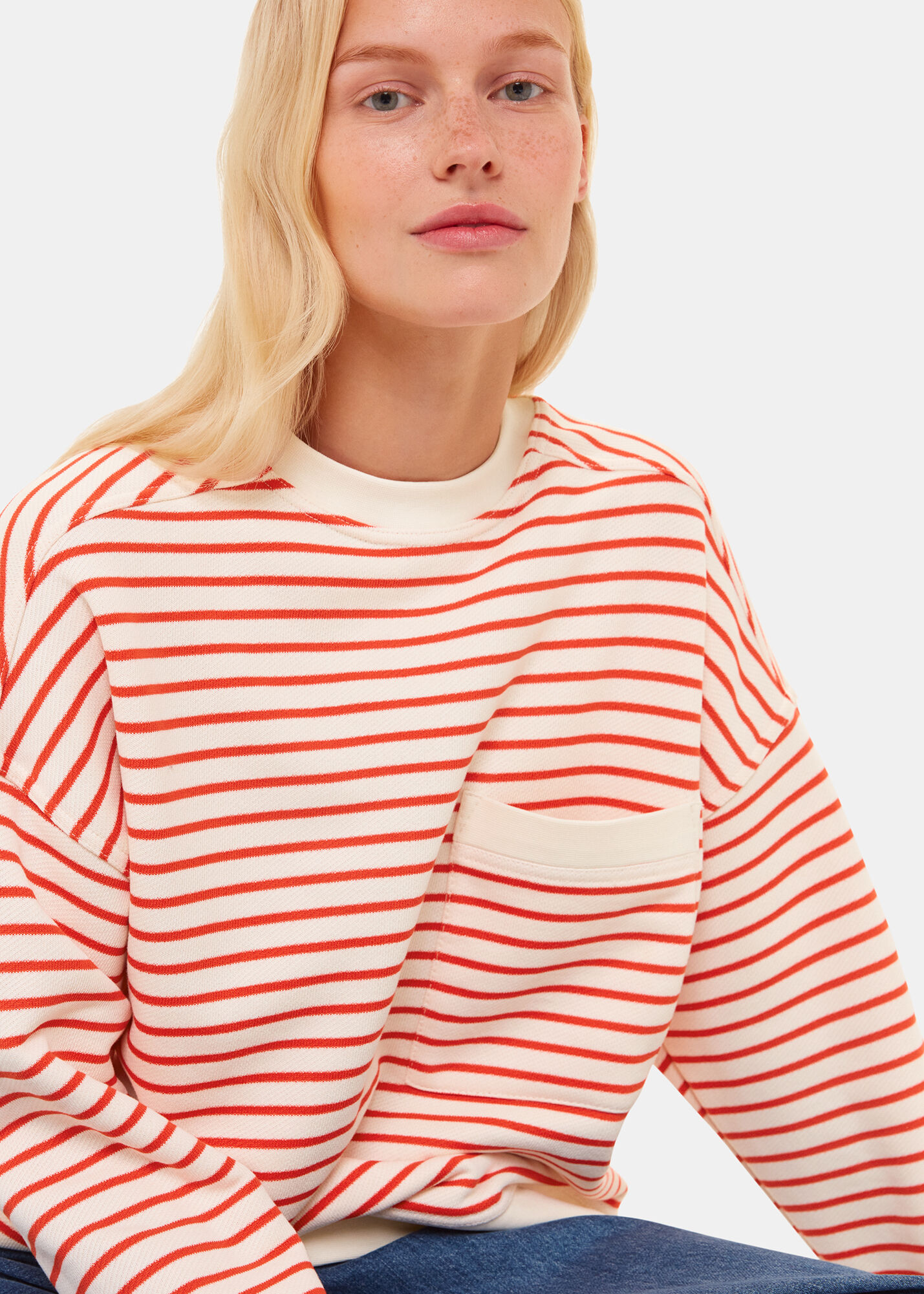 Red Multi Stripe Sweat WHISTLES Whistles UK