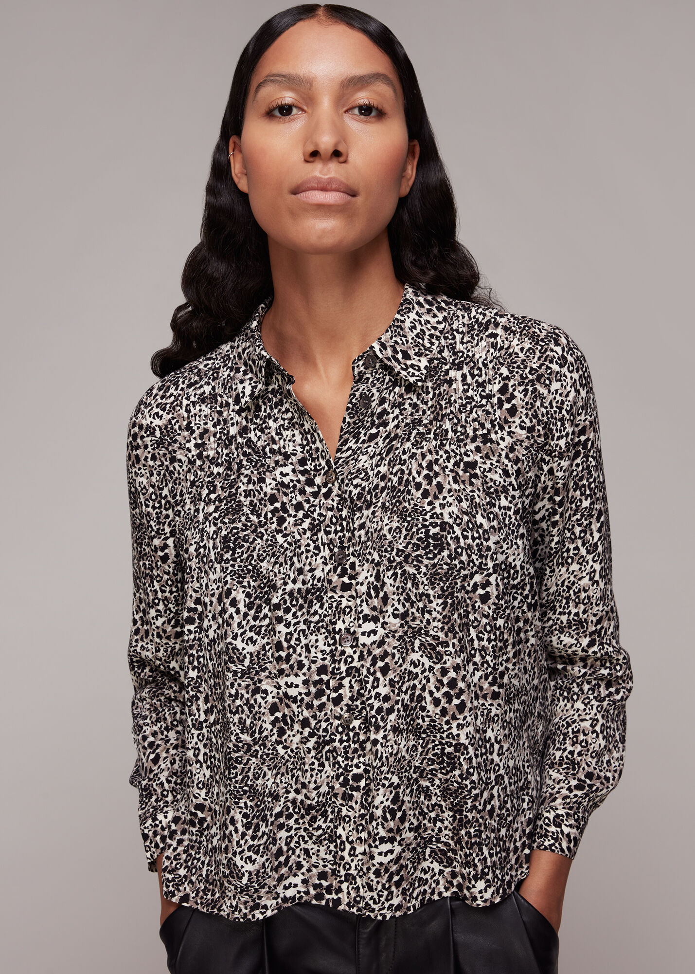 Black and white shop leopard print shirt