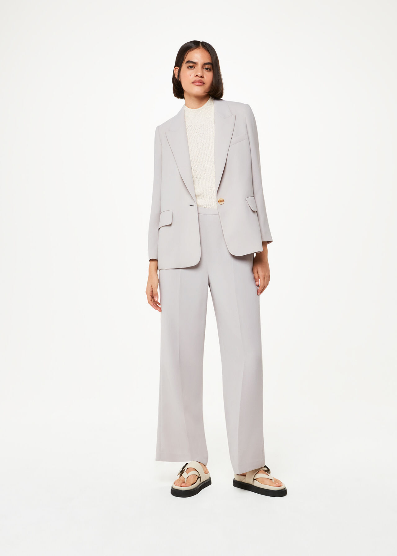 genéticamente Canberra Comprensión Neutral Crepe Boyfriend Blazer | WHISTLES 