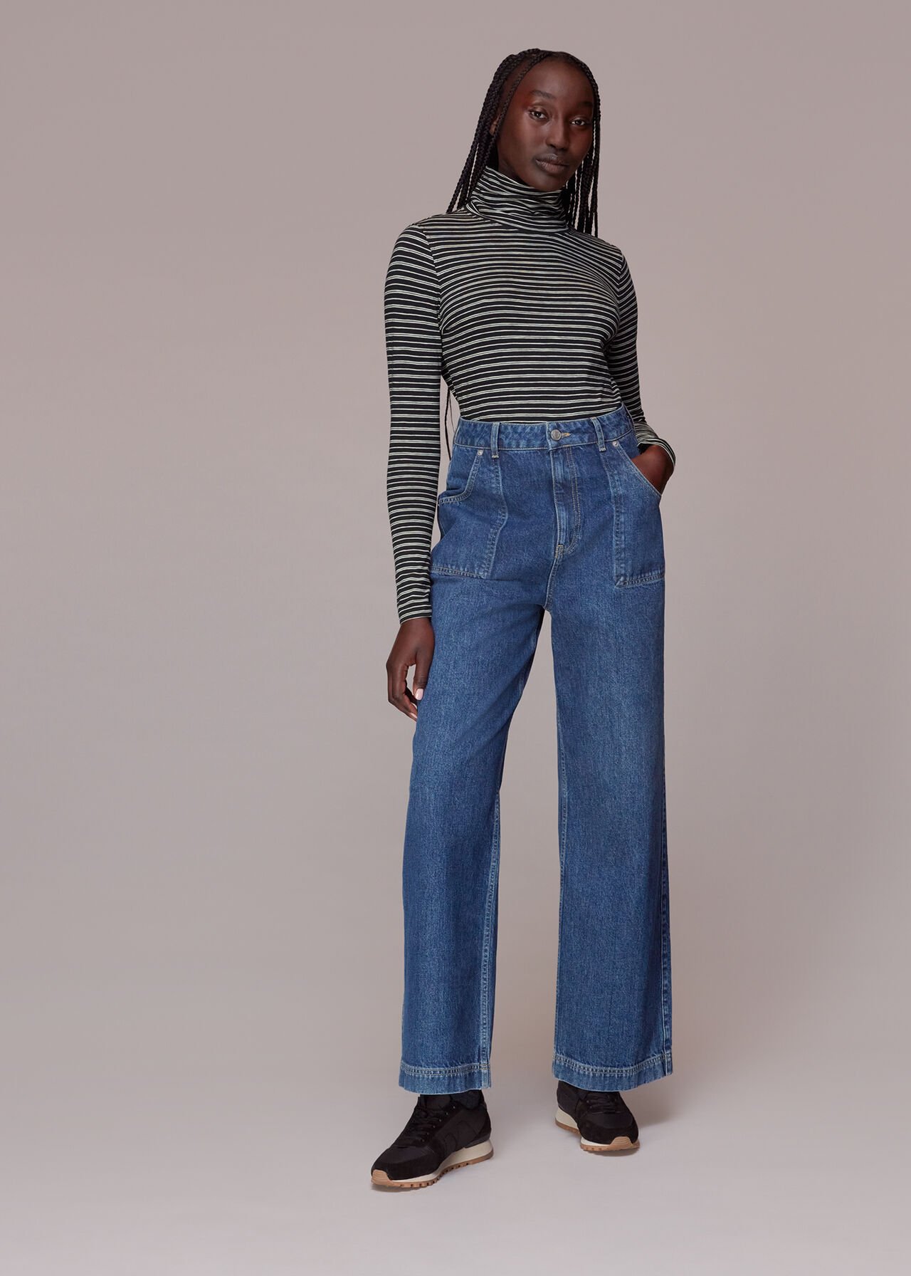Contrasting Stripe Roll Neck