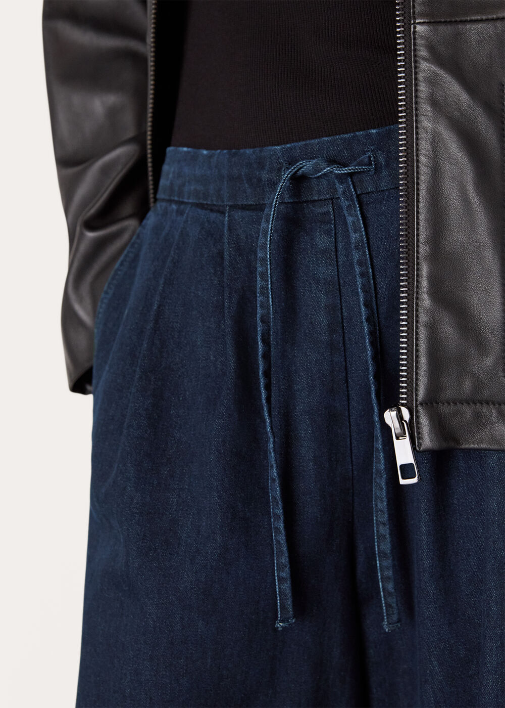 Cotton Wide Leg Pleat Trouser