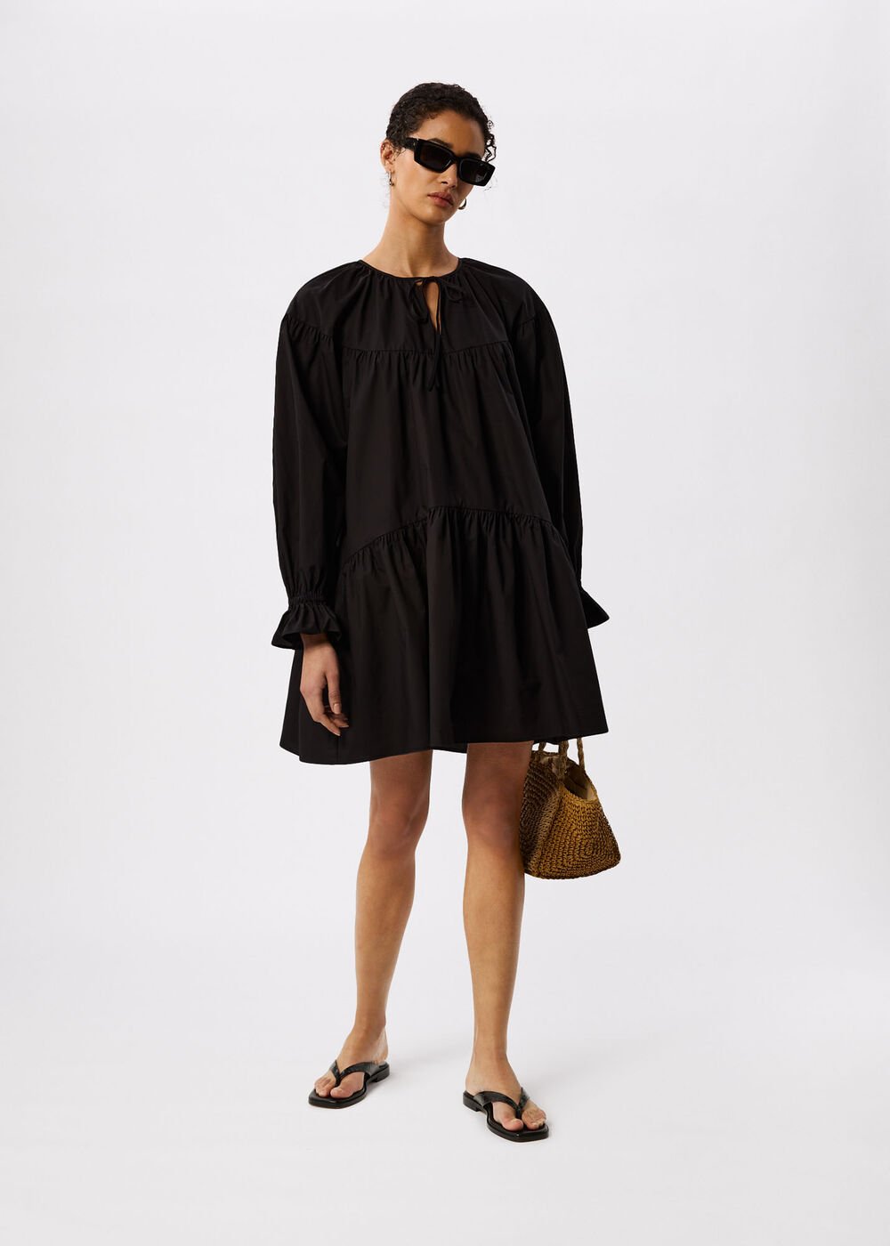 Cotton Tiered Mini Dress