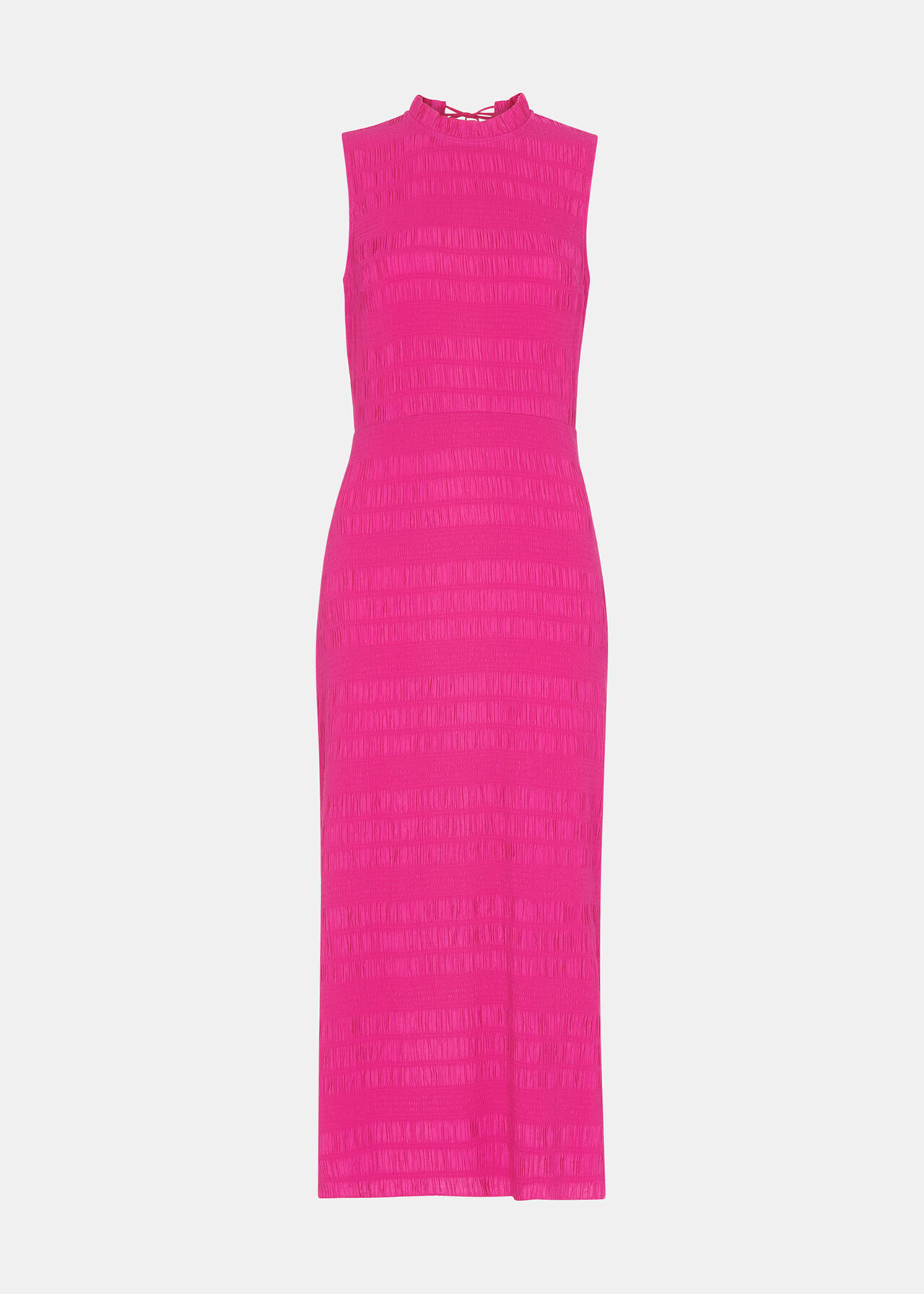 Pink Maya Plisse Midi Dress | WHISTLES