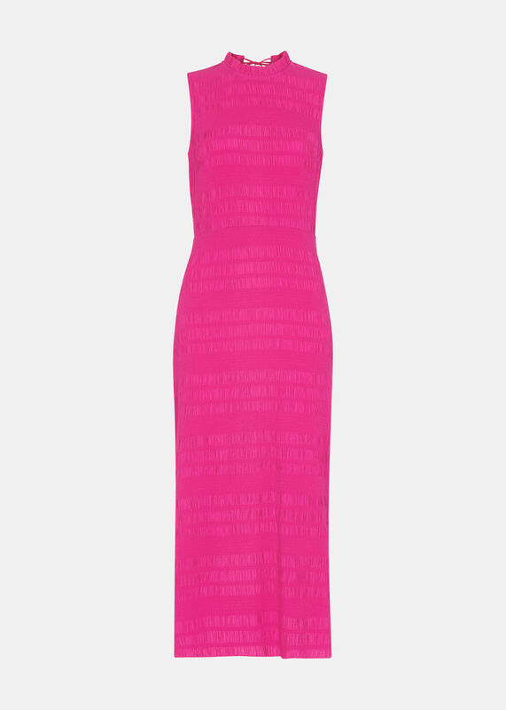 Pink Maya Plisse Midi Dress