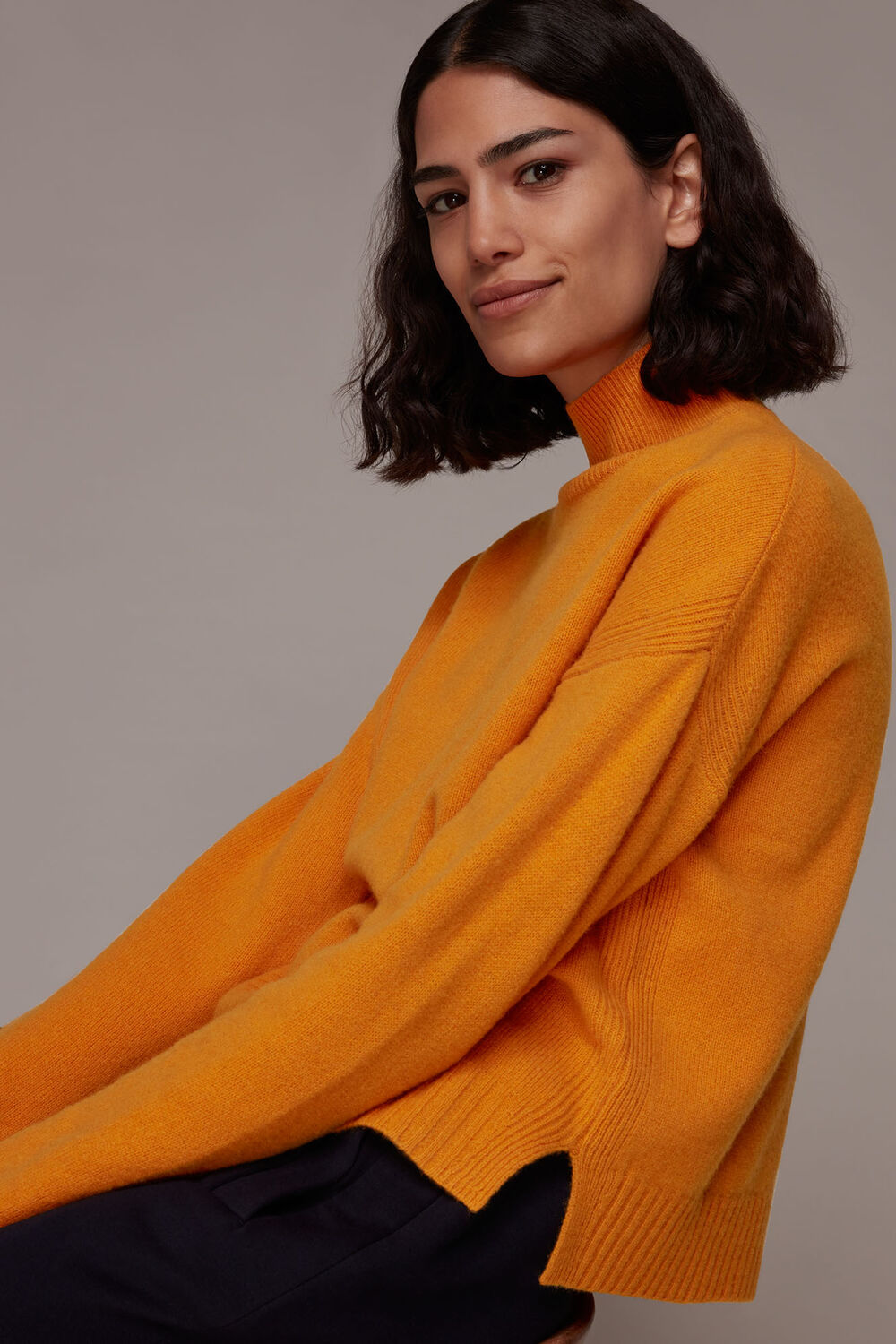 Wool Split Funnel Neck Jumper
