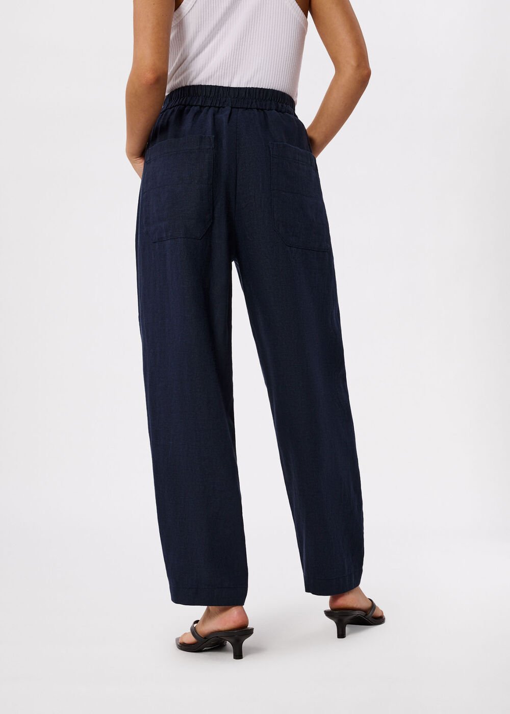 Petite Linen Barrel Leg Trouser