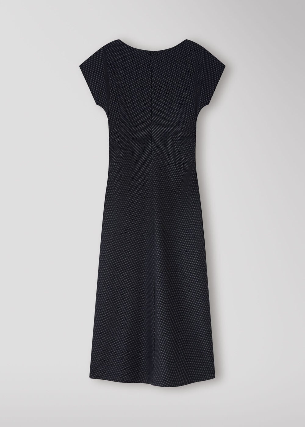 Black Pinstripe Jersey Midi Dress
