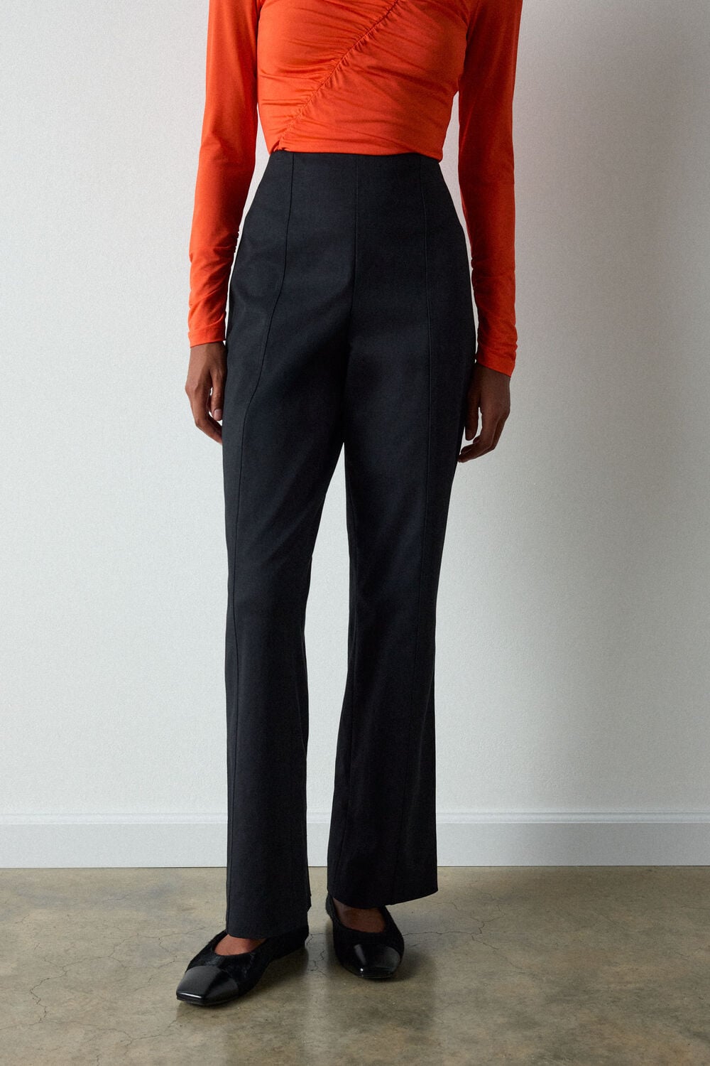 Black High Rise Kick Flare Trouser
