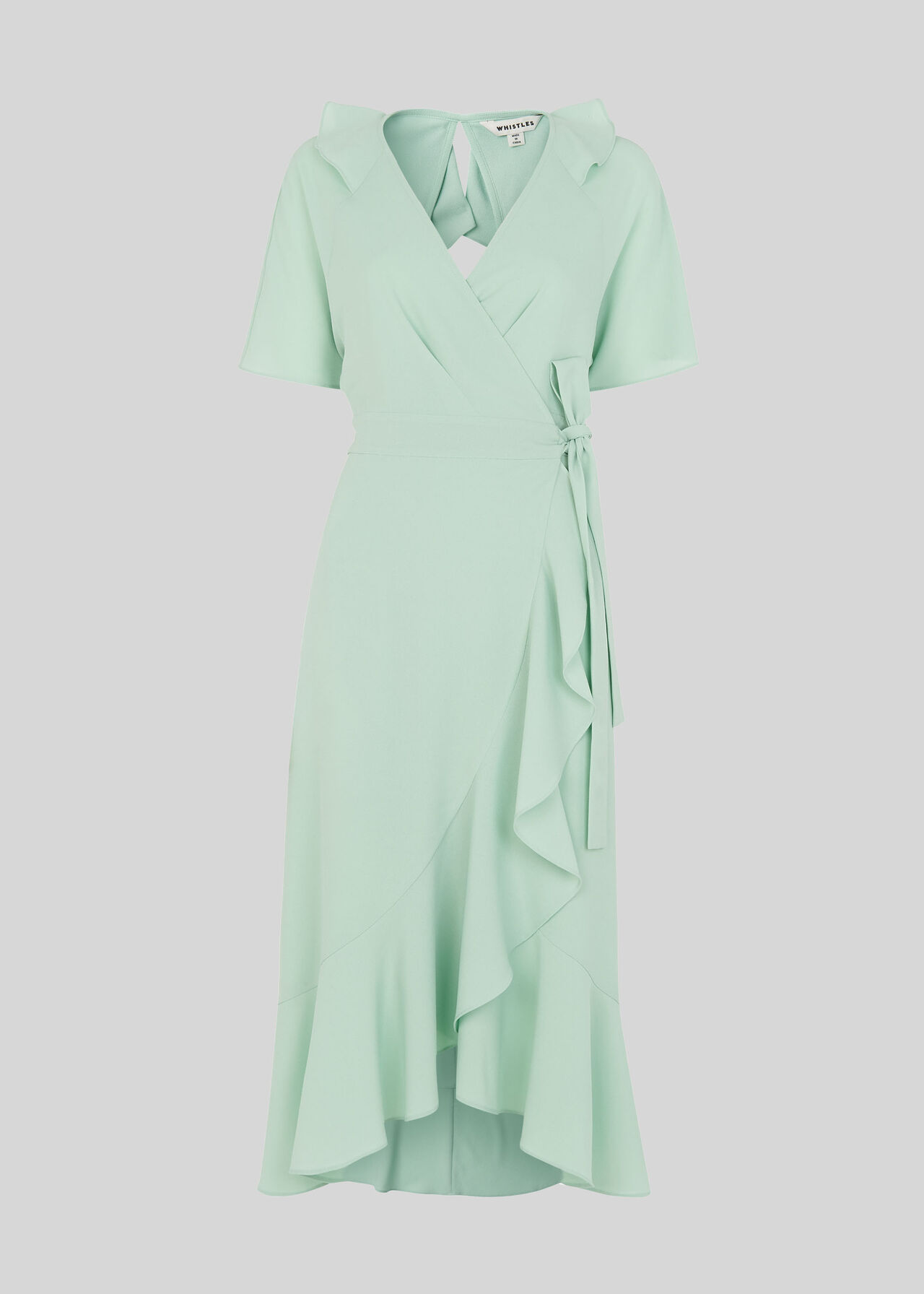 Abigail Frill Wrap Dress Pale Green