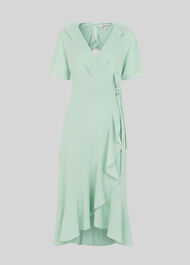 Abigail Frill Wrap Dress Pale Green