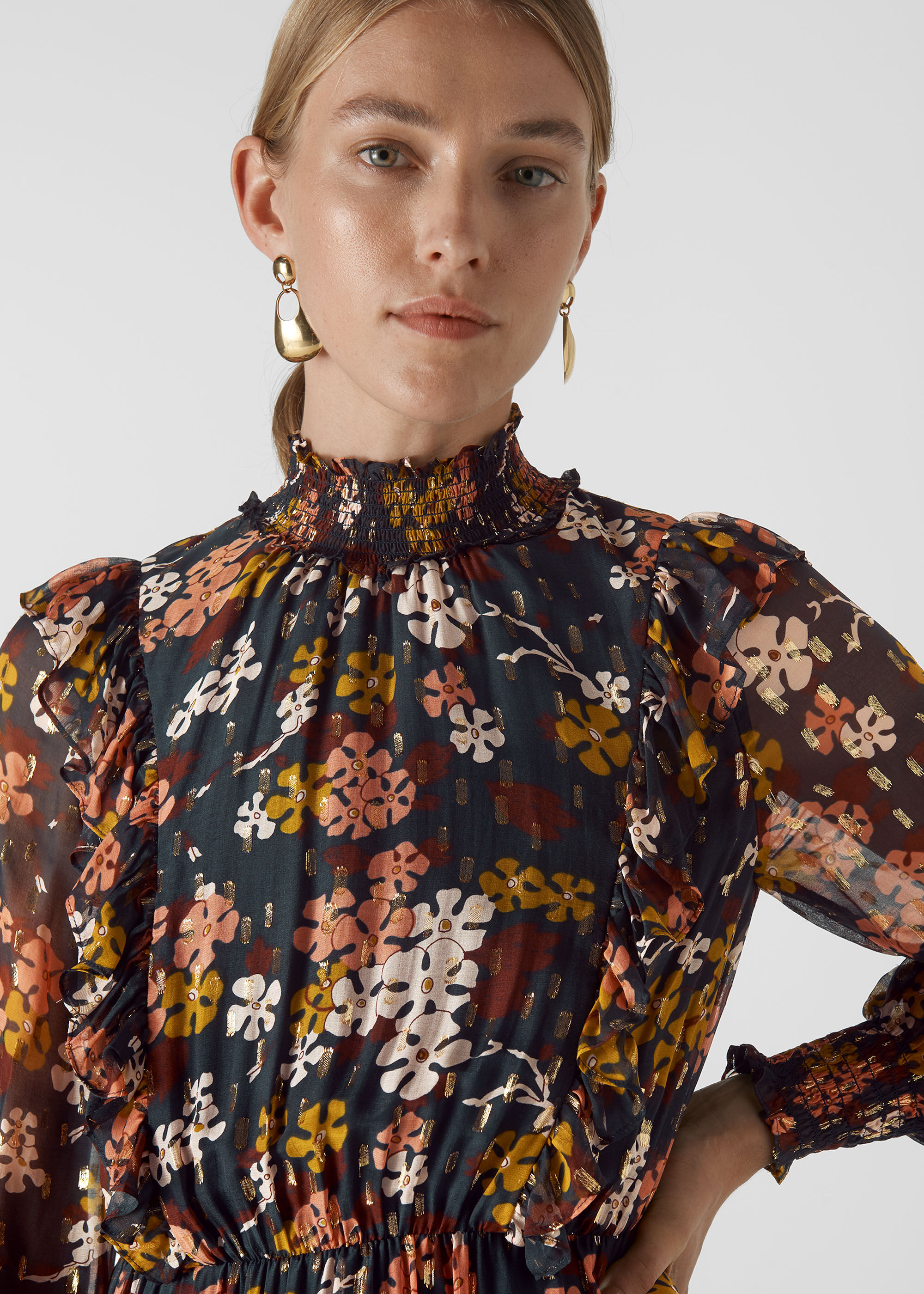 Whistles black floral dress 2025