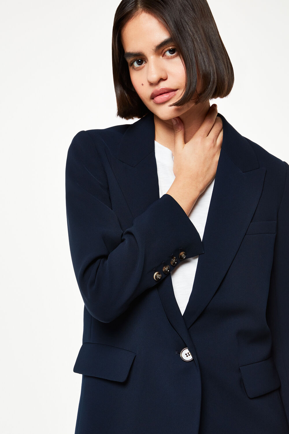 Navy Crepe Boyfriend Blazer