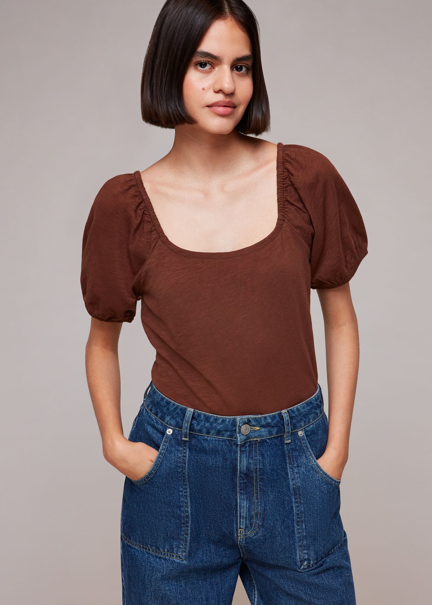 Square neck puff sleeve top deals