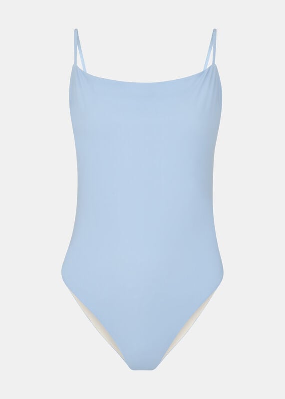 Pale Blue The Longing Open-Back Swimsuit