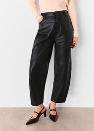 Leather Barrel Leg Trouser