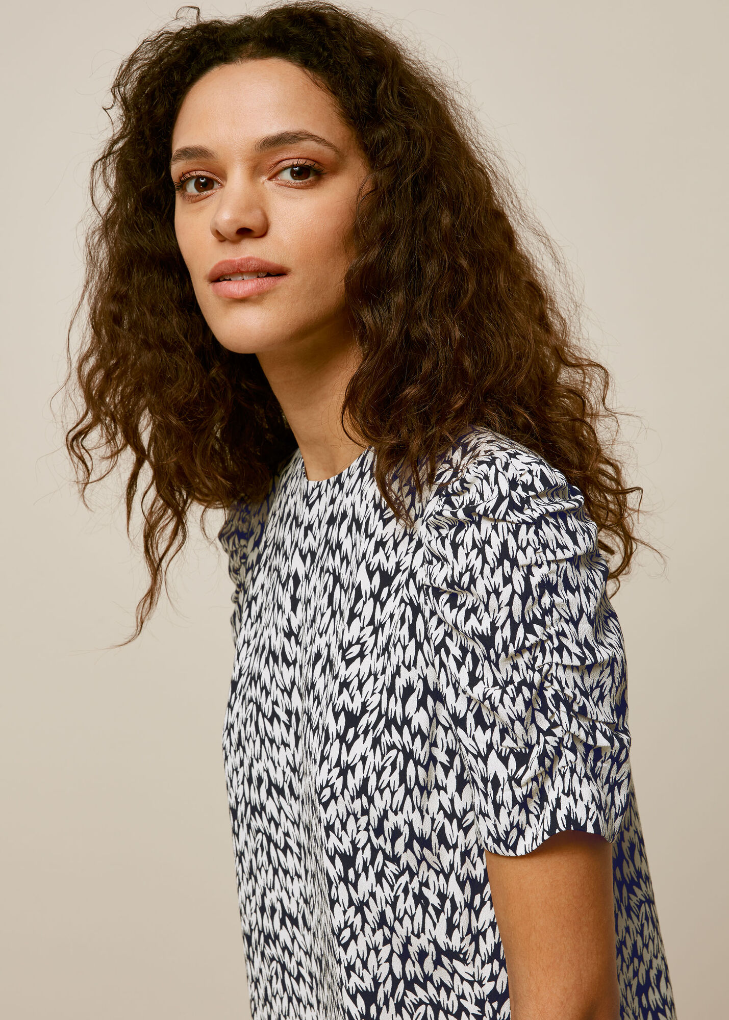 Evening Petal Blouse Dress - Black Multi