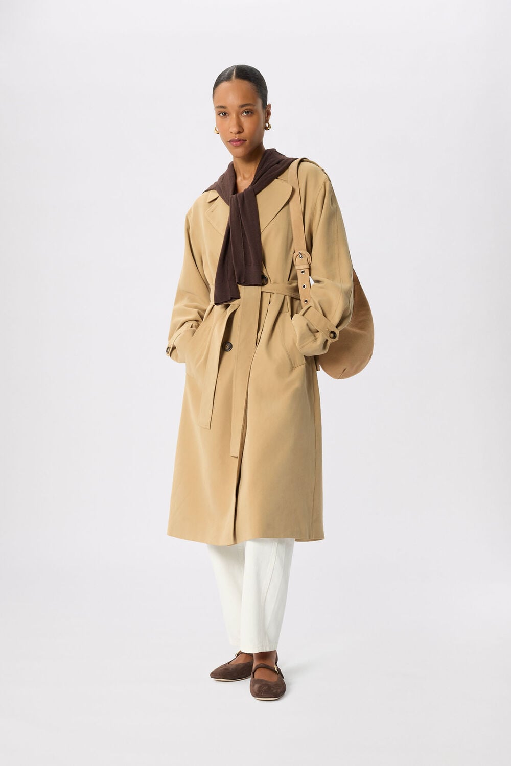 Neutral Petite Riley Trench Coat