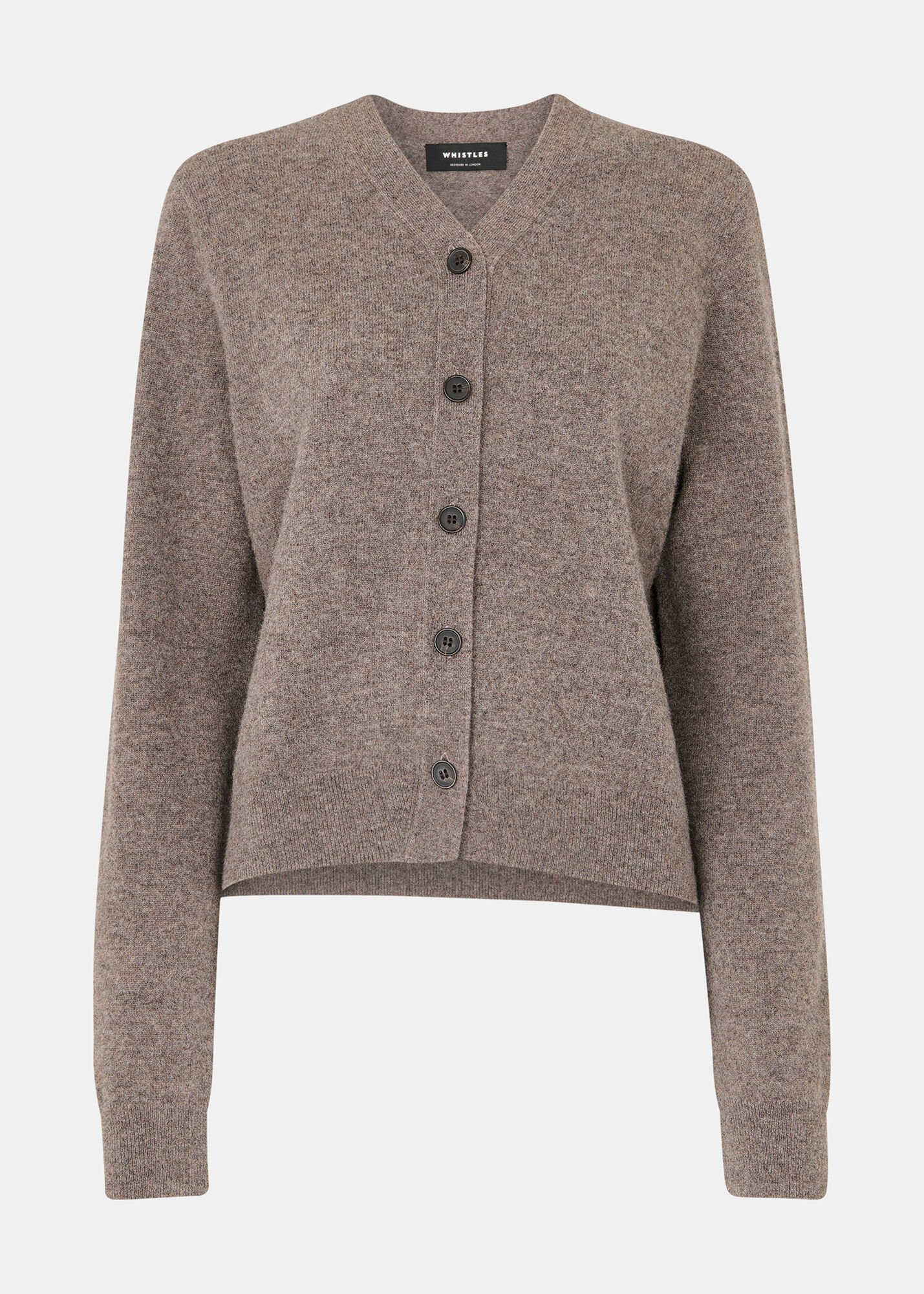 Neutral Button Front V Neck Cardigan | WHISTLES | Whistles US |