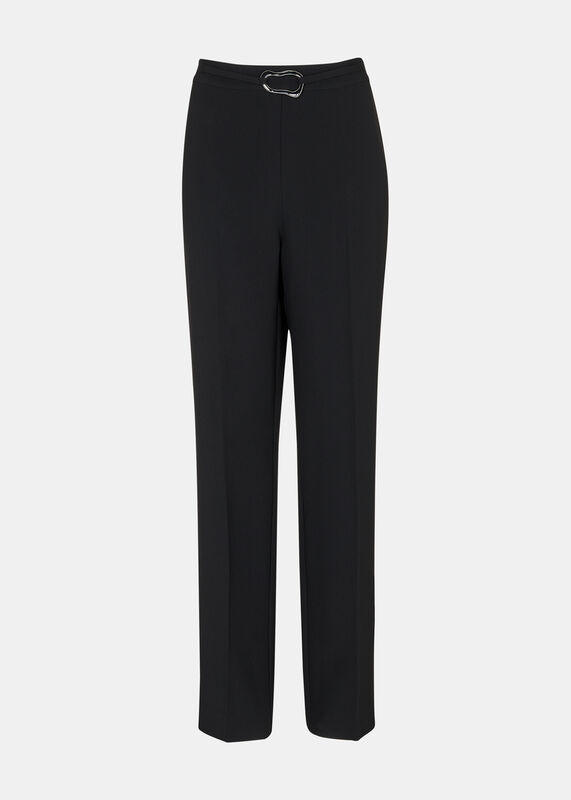 Black Corinna Belted Crepe Pants 