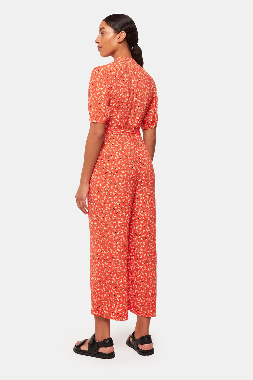 Red Micro Floral Jumpsuit