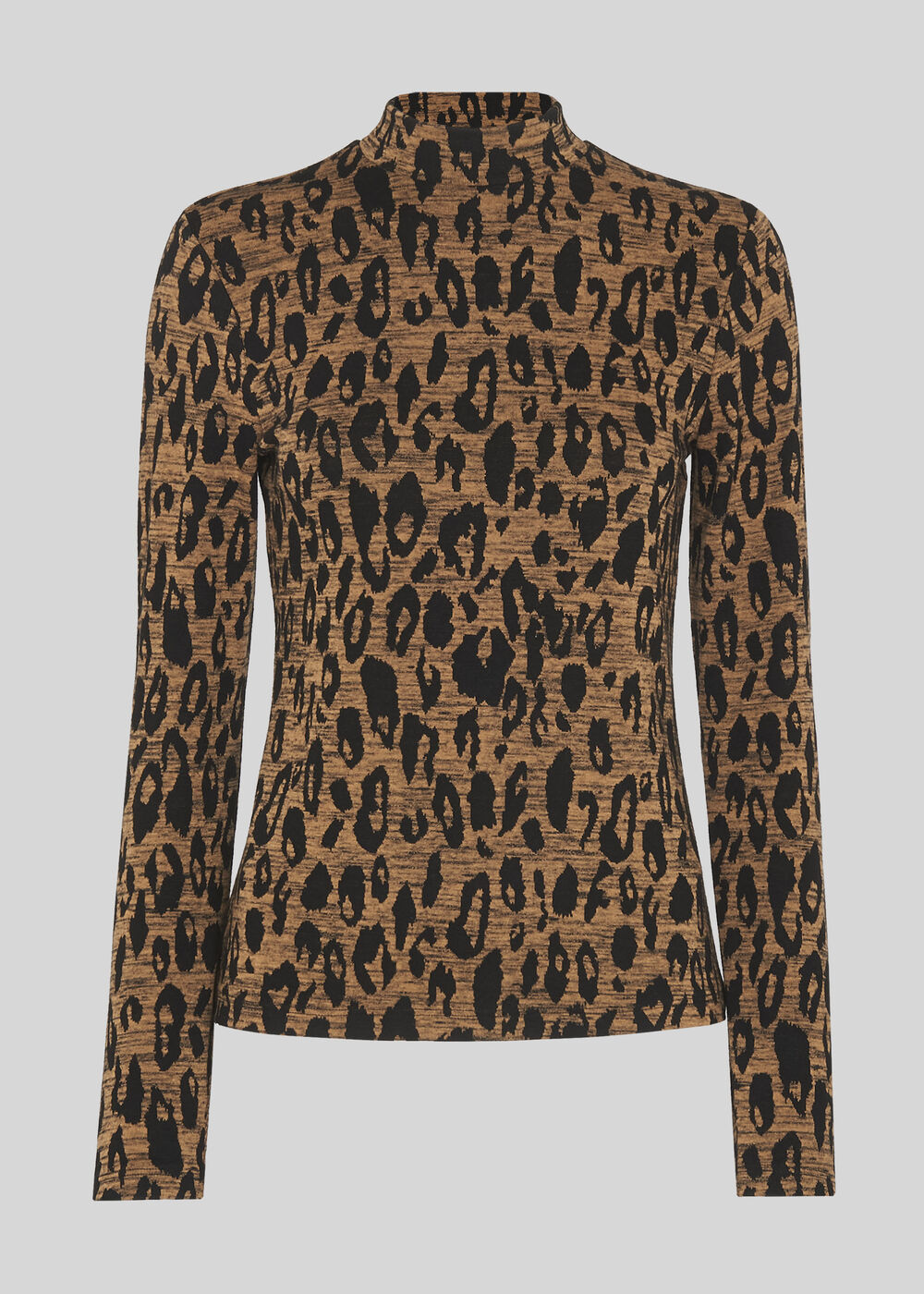 High Neck Animal Jaquard Top Leopard Print