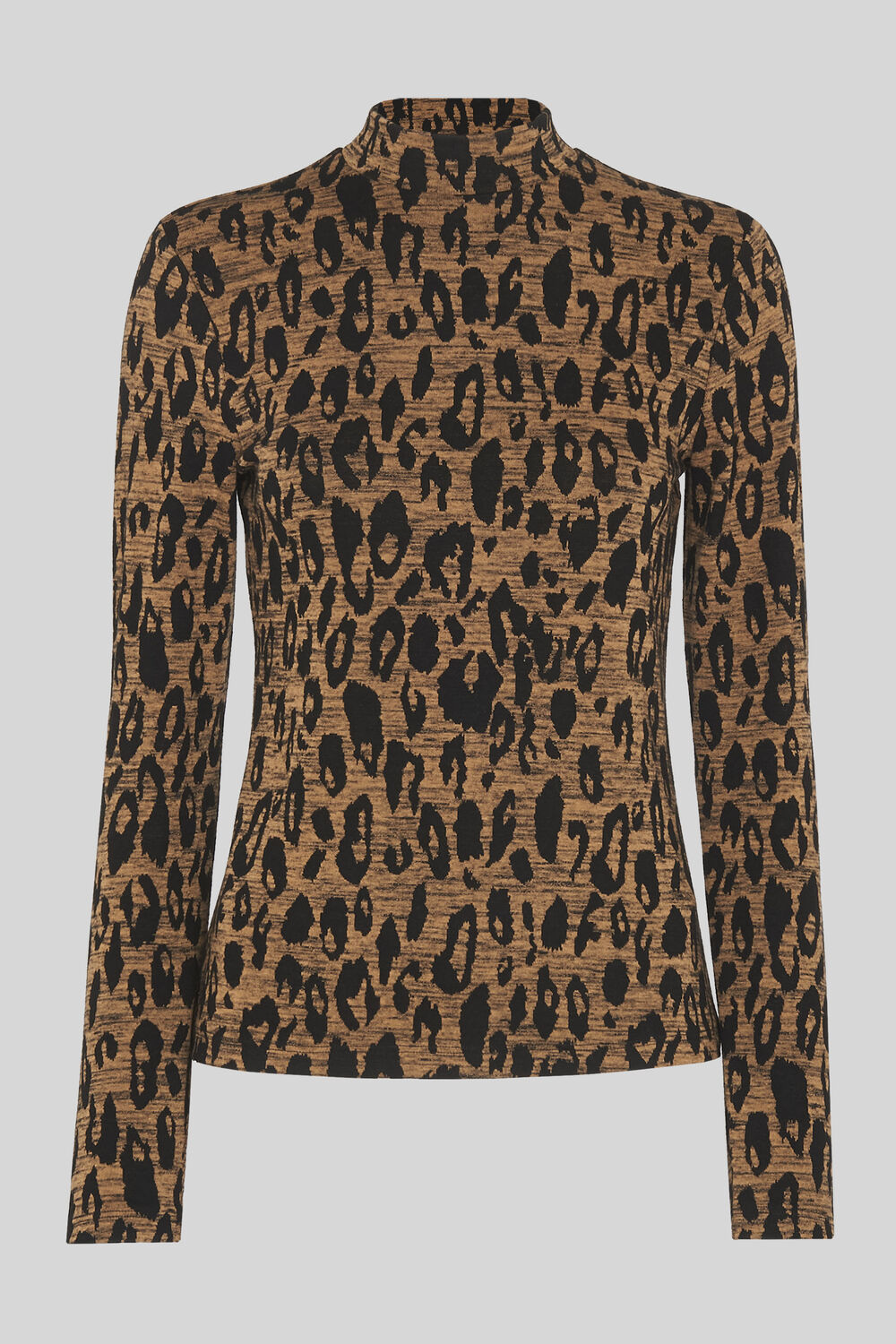 High Neck Animal Jaquard Top Leopard Print