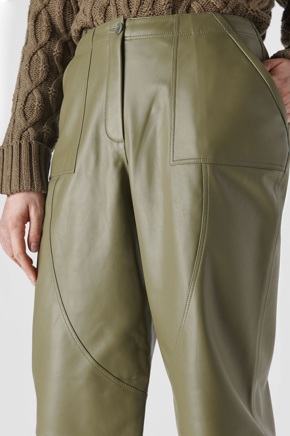 Leather Cargo Trouser Khaki