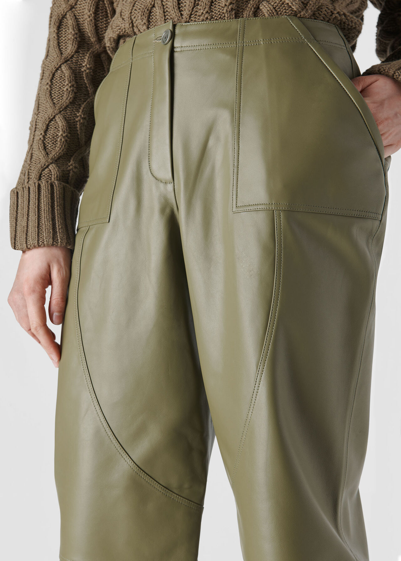 Leather Cargo Trouser Khaki