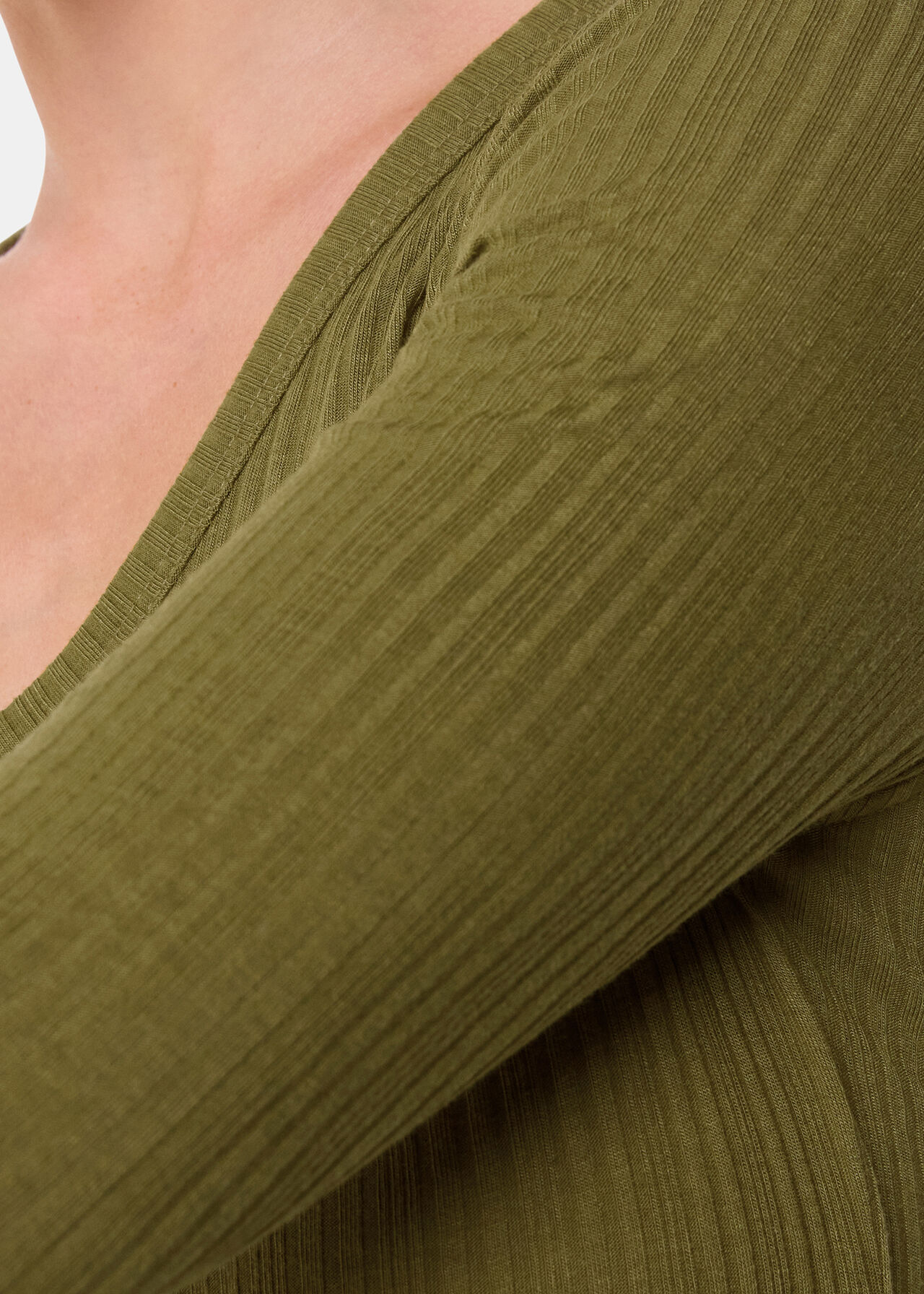 Diagonal Rib V Neck Top