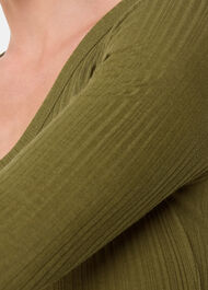 Diagonal Rib V Neck Top