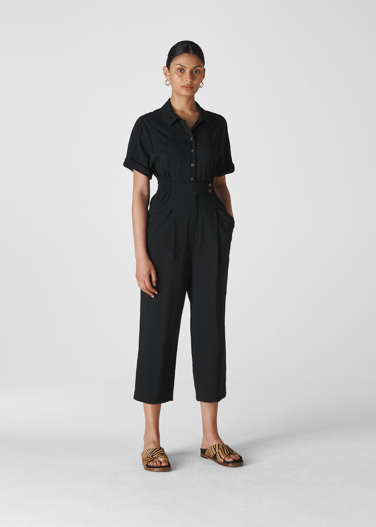 Lidia Button Jumpsuit Black