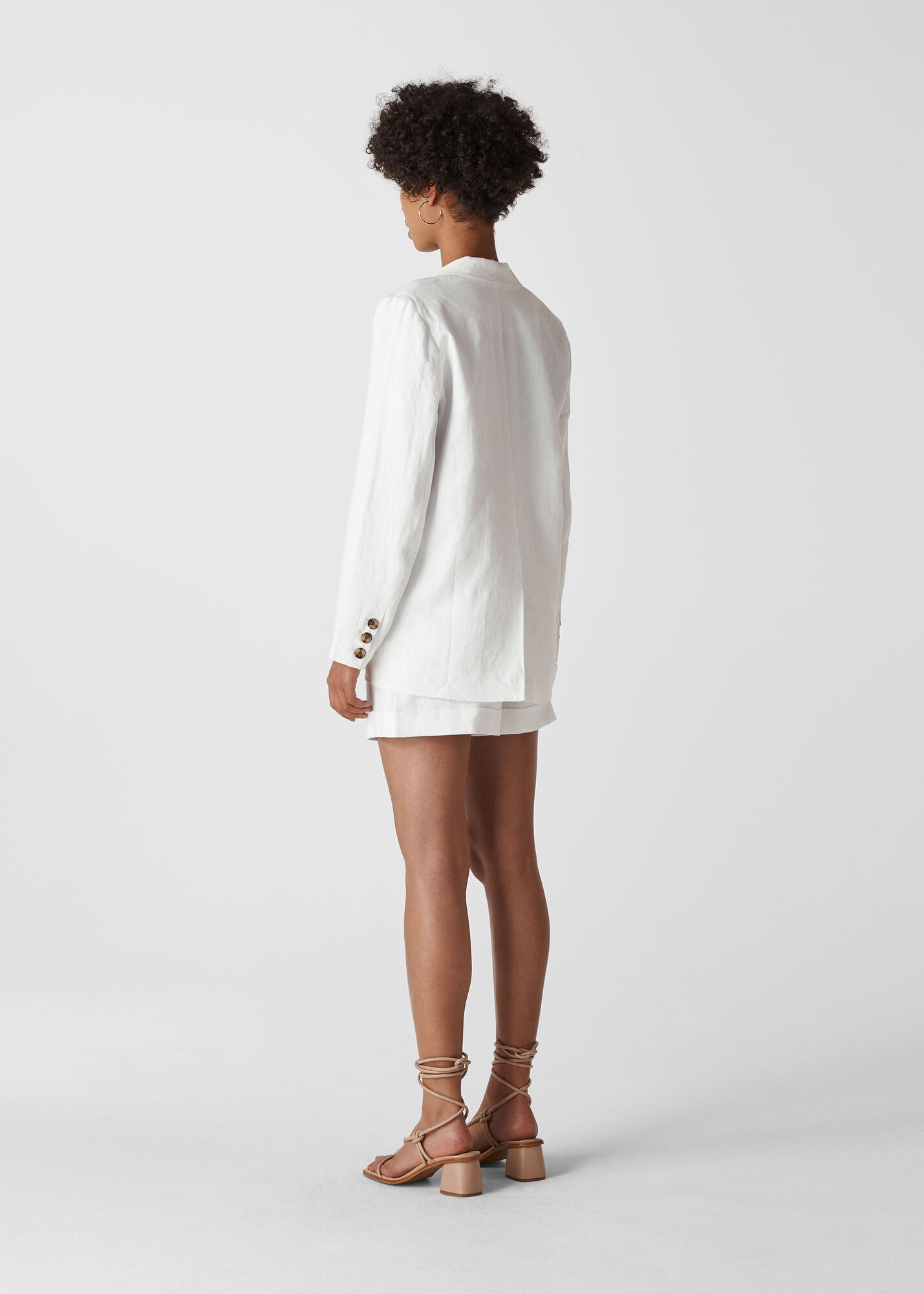 White Linen Double Breasted Blazer WHISTLES