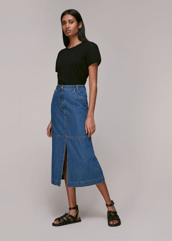 Black Broderie Puff Sleeve T-Shirt