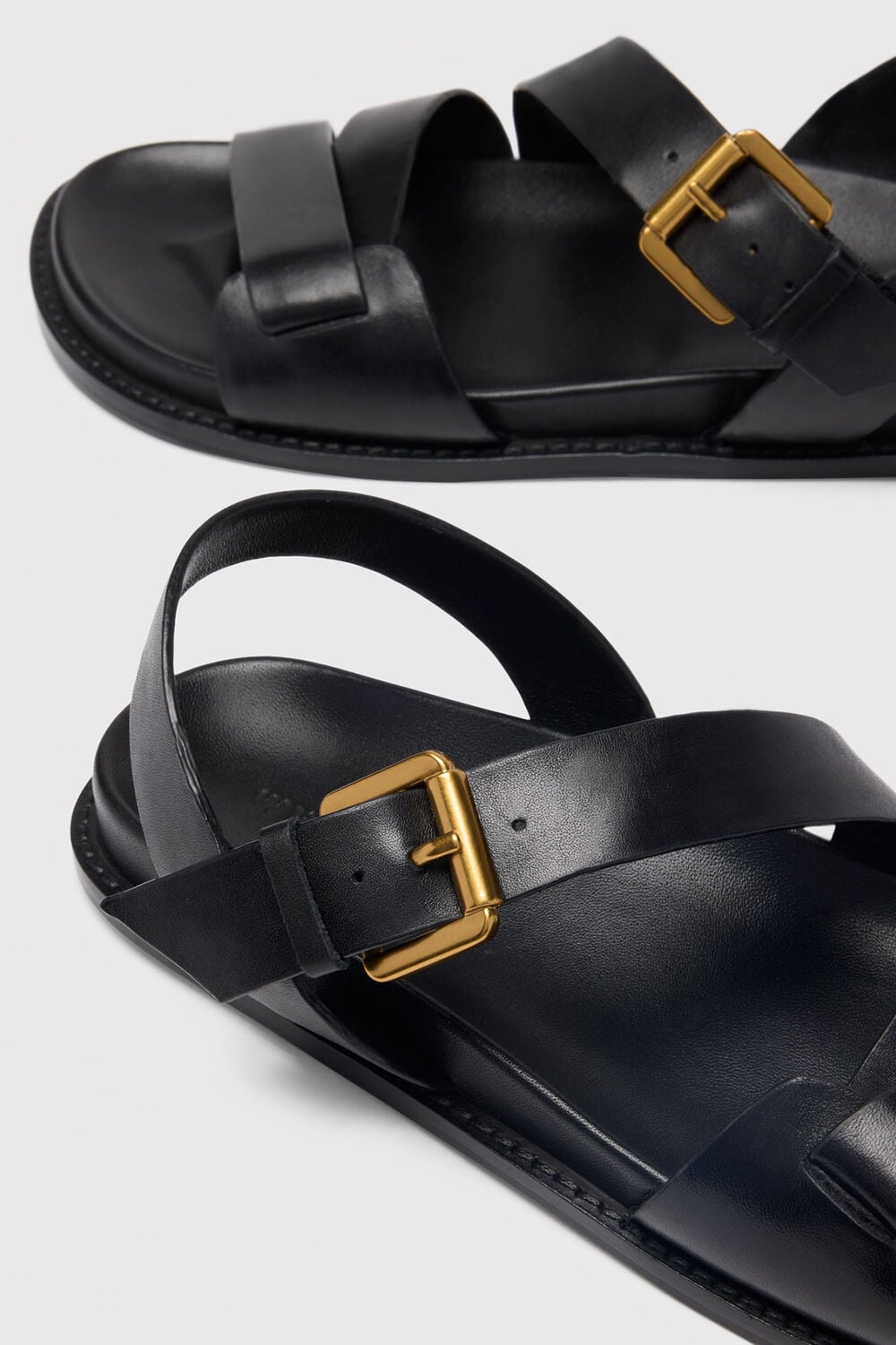 Black Asymmetric Buckle Sandal