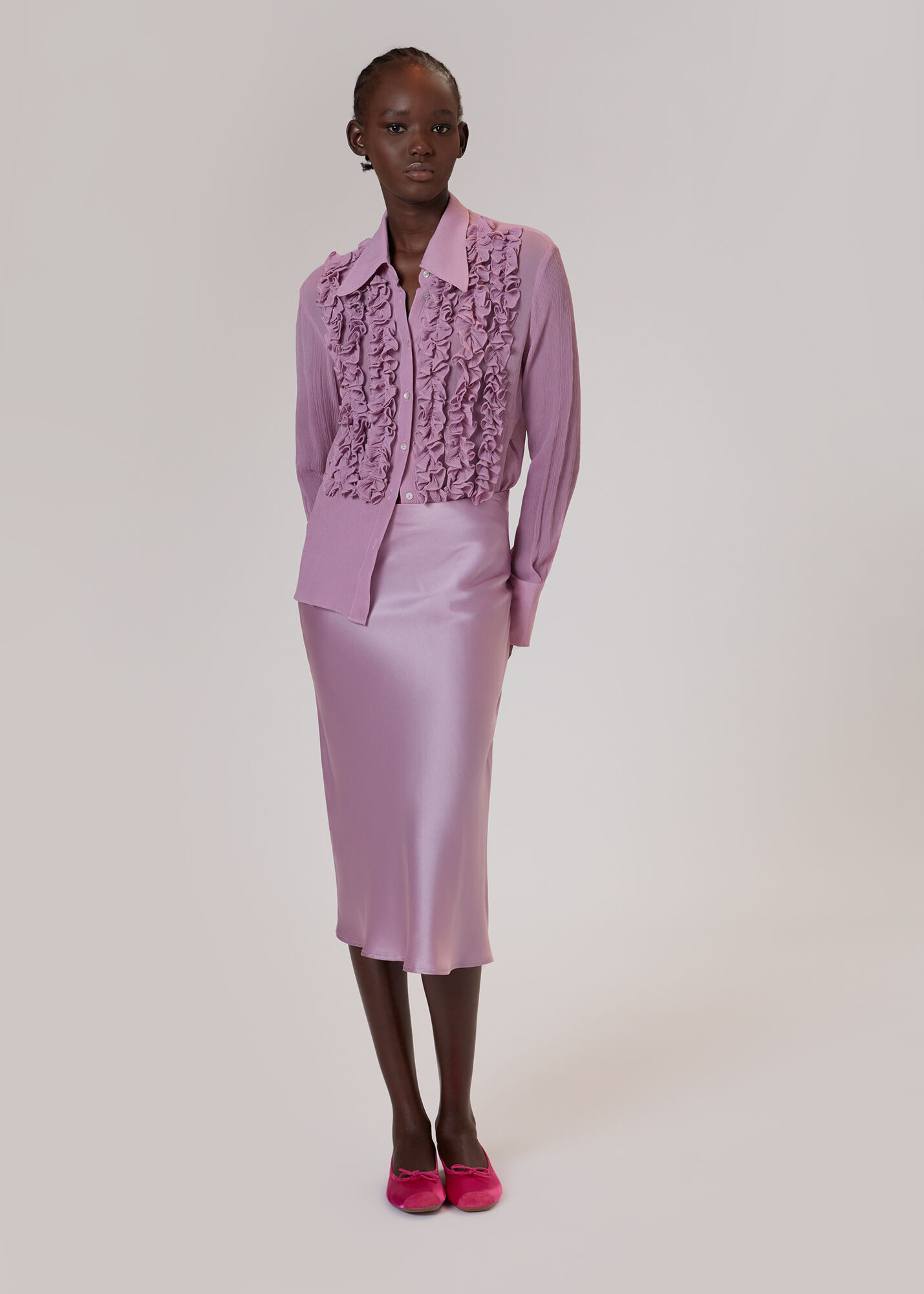 Lilac ruffle on sale blouse