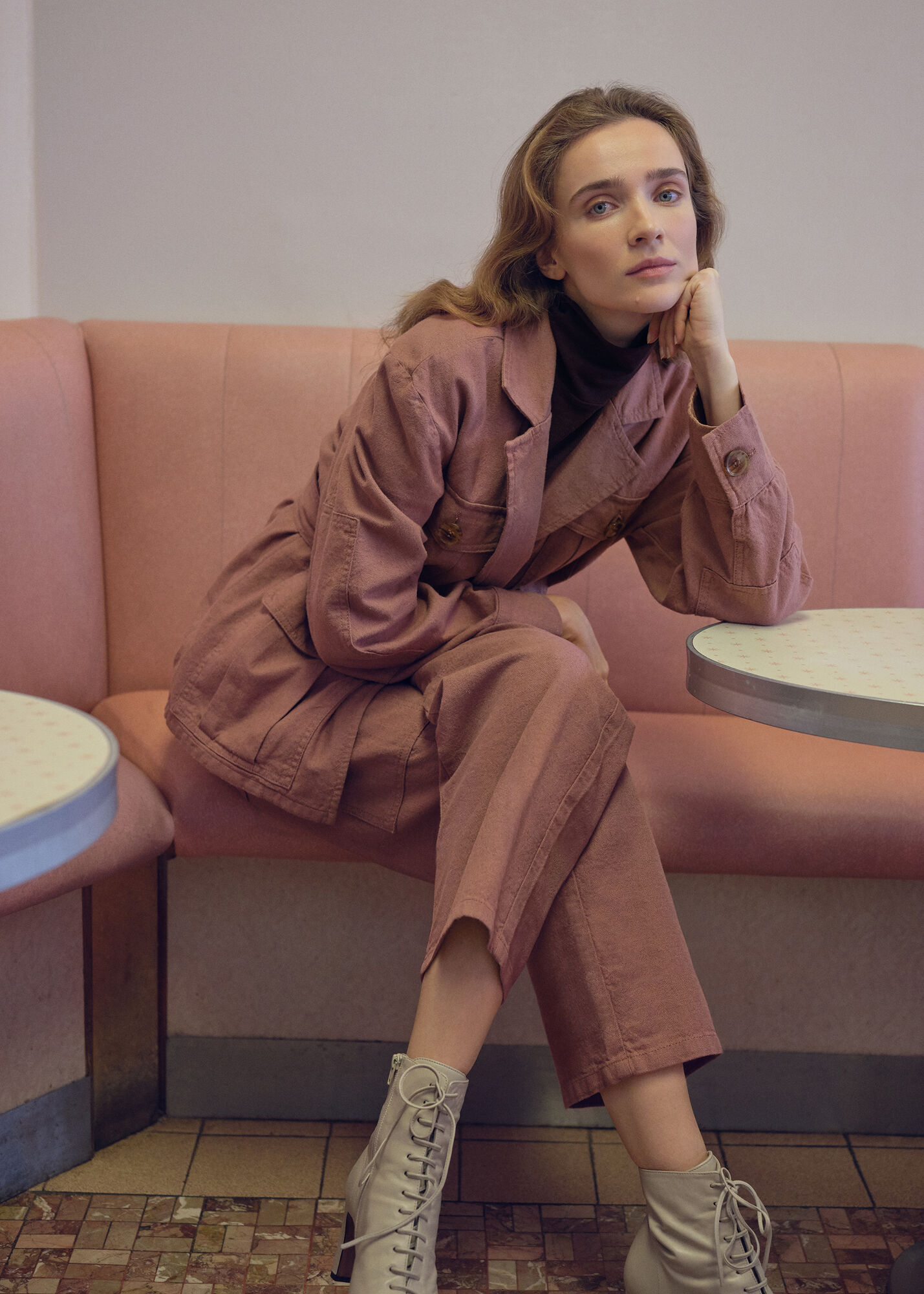 Pink Amenia Belted Utility Jacket WHISTLES Whistles