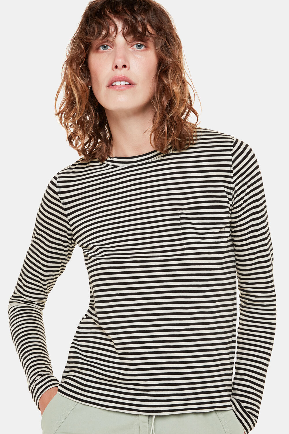 Fine Stripe Pocket Crew