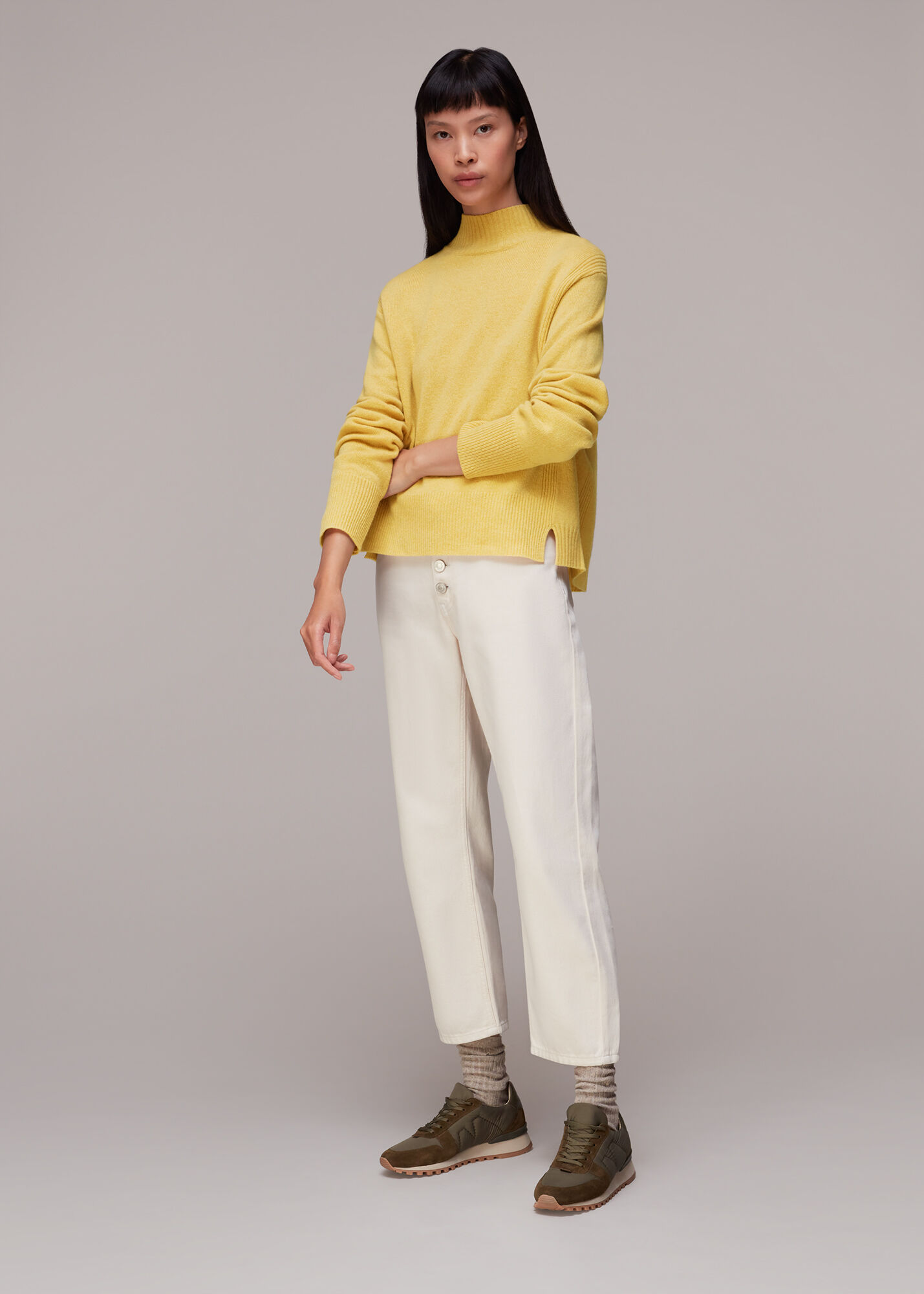 Yellow Ferne Wool Funnel Neck Jumper | WHISTLES