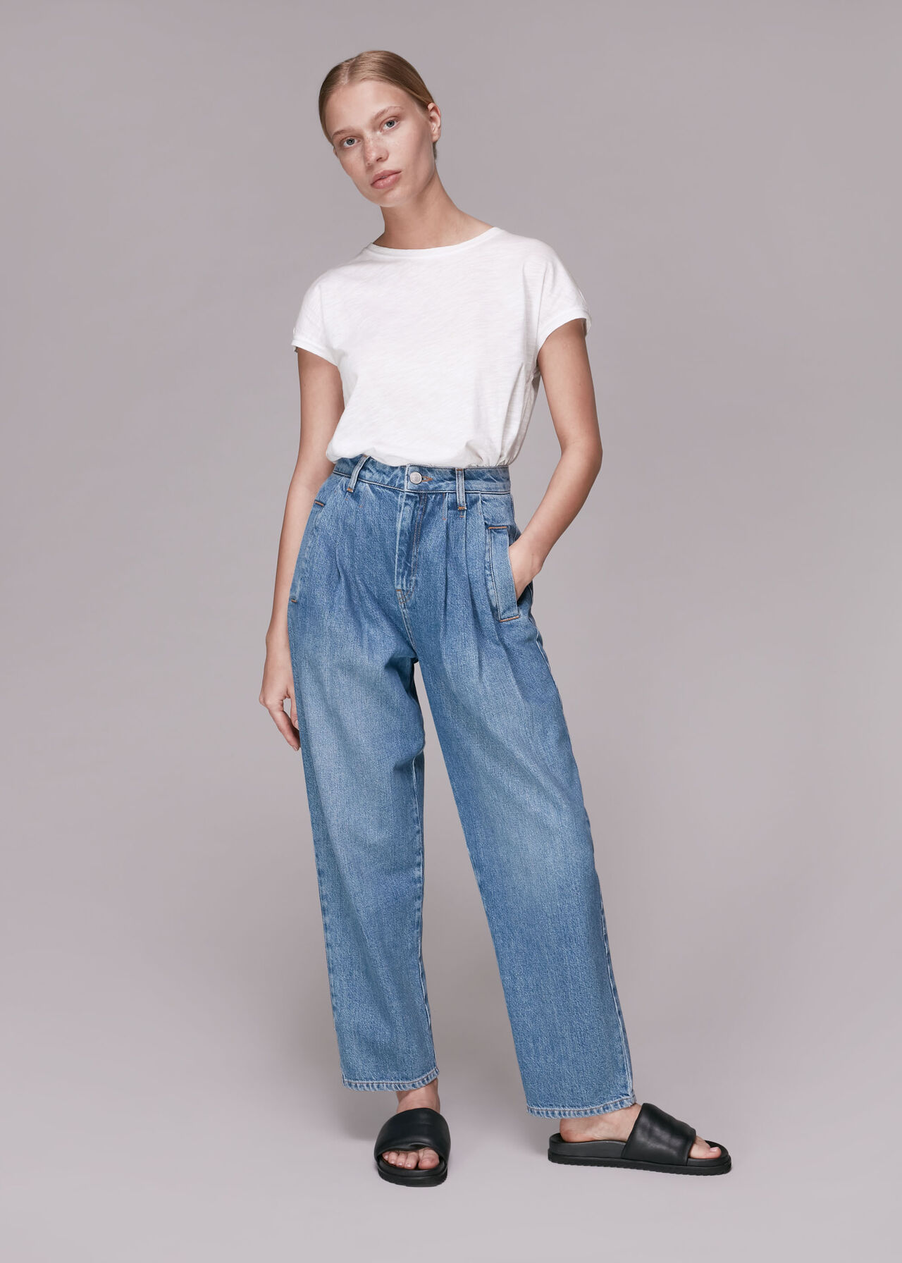 Denim Authentic Pleat Front Jean, WHISTLES